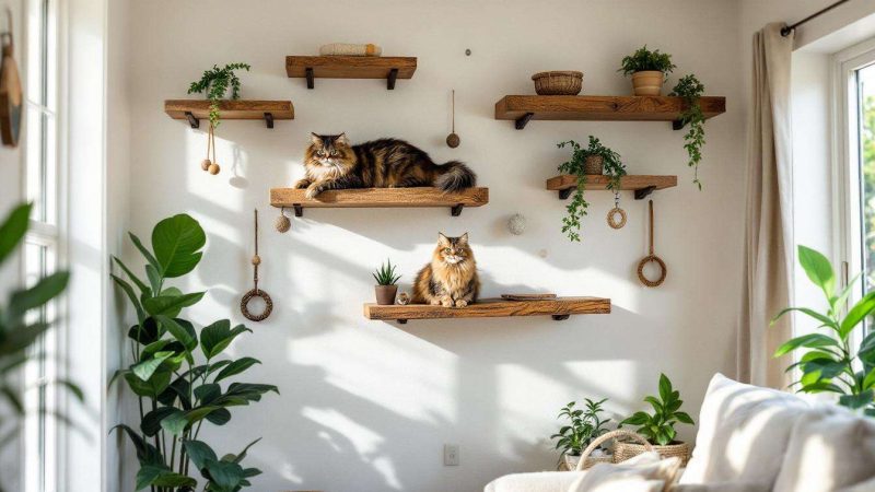 Chat d&rsquo;intérieur : comment lui aménager un parcours mural pour 30€