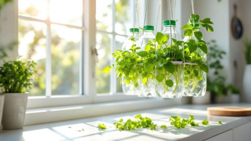 Ces bouteilles en plastique vides peuvent devenir un jardin hydroponique d’intérieur bluffant : comment transformer une simple fenêtre en potager productif