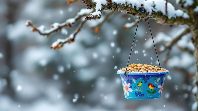 Arrêtez de jeter ce petit pot en plastique : les oiseaux en font leur mangeoire préférée cet hiver